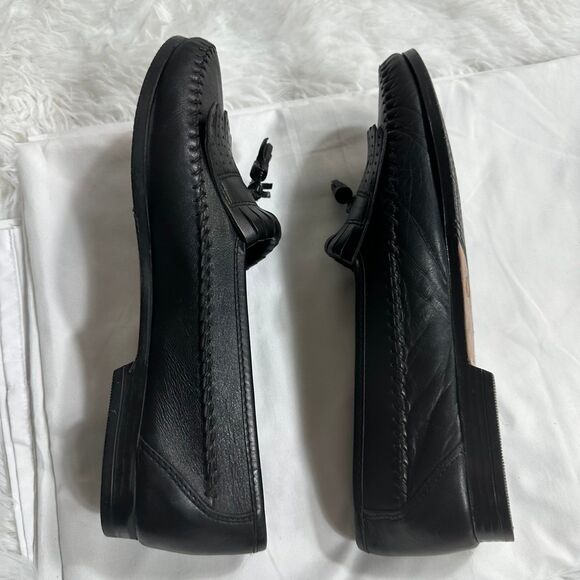 VTG Giorgio Made In Italy Mens Sz 9 Black Leather Loafers Slip On Dress Shoes main image 9